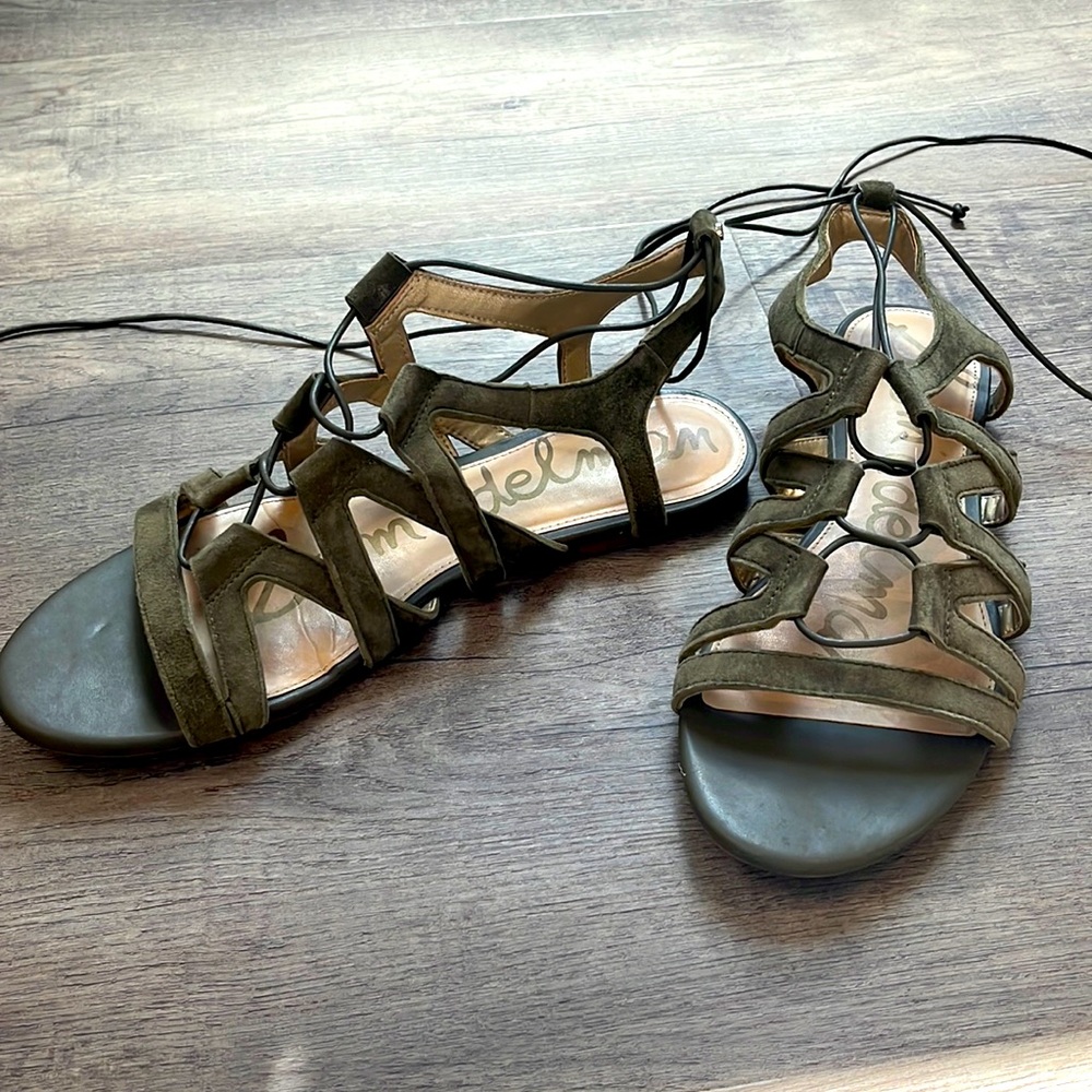 Sam Edelman Lace Up Army Green Sandal
